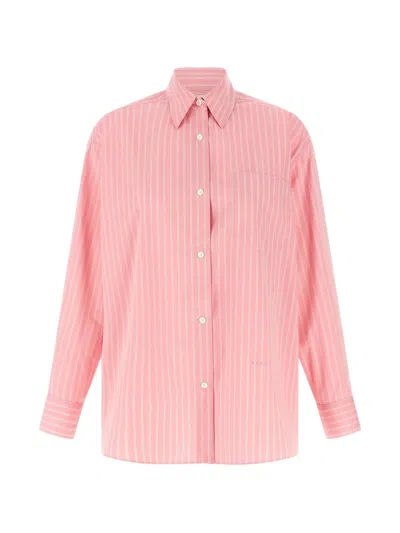 Marni Long Sleeve Shirt Chest Pocket Stripes In Pink