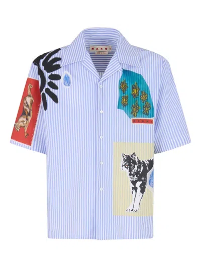 Marni Striped Patchwork Shirt In Multi