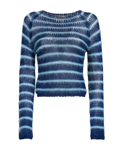 Marni Striped-pattern Cotton Jumper In Blue
