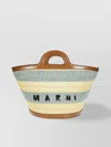 Marni Striped Pattern Tote Bag With Detachable Strap In Gray