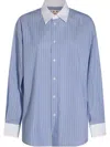 Marni Blue Striped Poplin Shirt In Blau