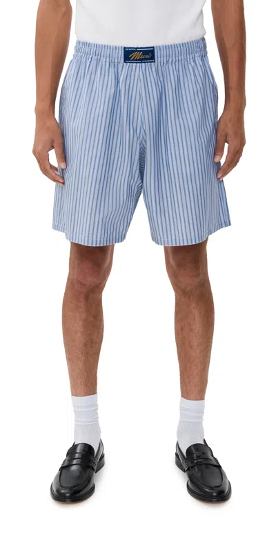 Marni Striped Pull On Shorts Deep Sage