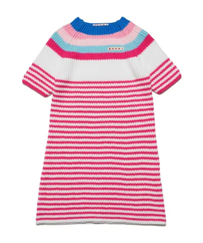 Marni Striped Ribbed-knit Dress In Pink