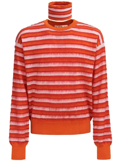 MARNI STRIPED ROLL-NECK JUMPER