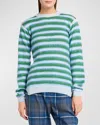 Marni Striped Crewneck Pullover In Light Blue