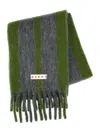 Marni Grey Mohair Blend Scarf With Fringes In Gray