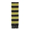 Marni Wool Blend Scarf With Striped Pattern And Fringe Detailing In Green