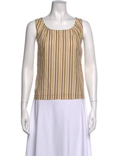 Pre-owned Marni Striped Scoop Neck Top In Green/neutrals
