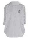 Marni Striped Top With Embroidered Detail And Wide Collar In Animal Print
