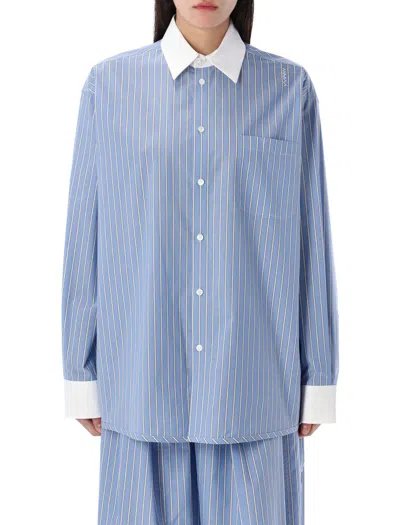 Marni Shirt Popeline Stripes In Blue Stripes