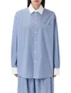 Marni Blue Striped Poplin Shirt In Blue Stripes