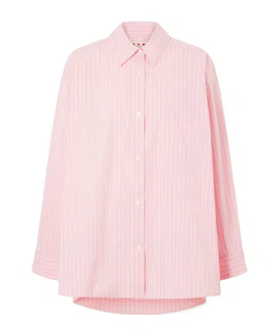 Marni Striped Cotton-blend Shirt In Pink