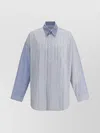 Marni Striped Shirt With Oversized Fit And Front Pocket In Blue