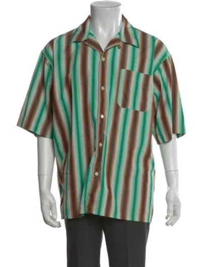 Pre-owned Marni Striped Short Sleeve Shirt In Green