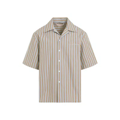 Marni Striped Cotton Shirt In Grey