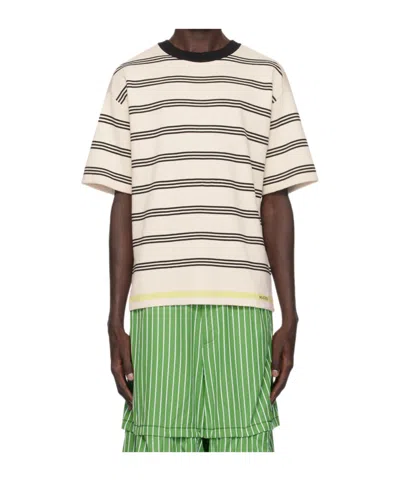 Marni Striped Short-sleeved T-shirt In White