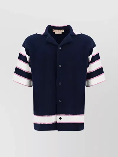 Marni Striped Sleeve Regular Fit Shirt In Blue