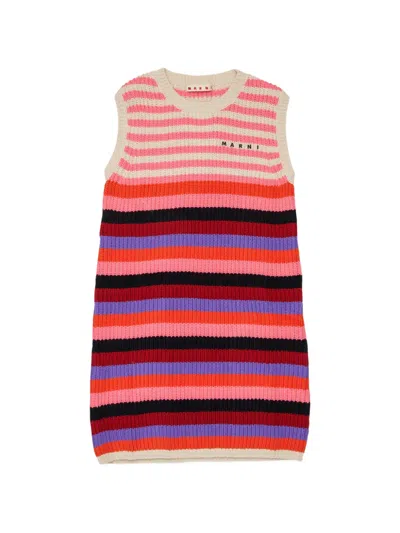 Marni Kids' Striped Sleeveless Dress In Pink
