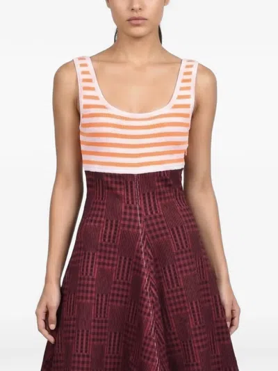 Marni Striped Sleeveless Mini Dress In Red
