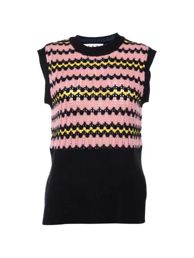 Pre-owned Marni Striped Sleeveless Sweater In Black