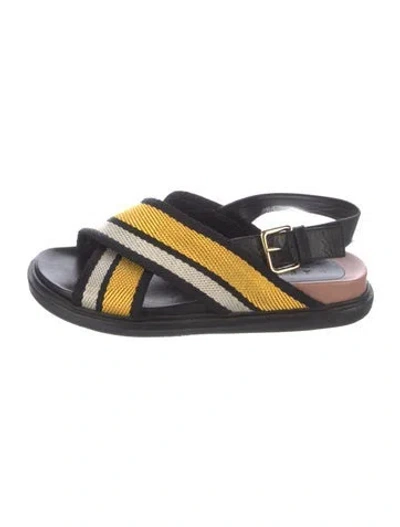 Pre-owned Marni Striped Slingback Sandals In Yellow