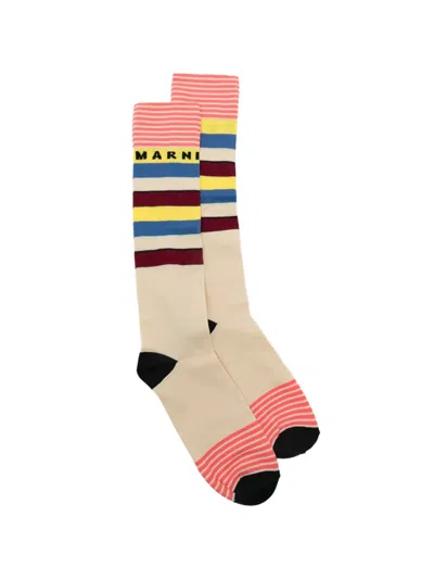 Marni Kids' Striped Socks In Neutral