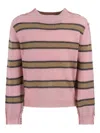 Marni Pink Striped Mohair Sweater In Pink