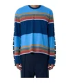 Marni Men Striped Logo Motif T-shirt In Blue
