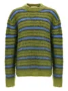Marni Mens Acid Fuzzy Wuzzy Striped Wool-blend Jumper In Green