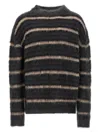 Marni Brushed Mohair Sweater With Multicolor Gauze Stripe Pattern In Gray