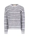 Marni Gray Fuzzy Wuzzy Striped Sweater In Gray