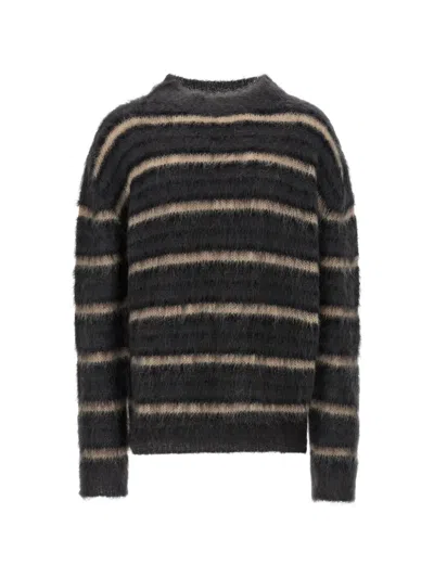 Marni Striped Sweater In Grey