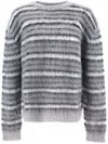 Marni Gray Fuzzy Wuzzy Striped Sweater In Grey
