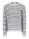 Marni Gray Fuzzy Wuzzy Striped Sweater In Grey