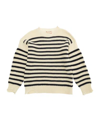 Marni Striped Sweater In Nude