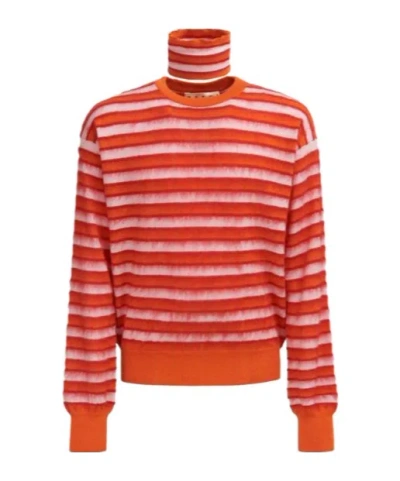 Marni Orange Striped Sweater In Arabesque