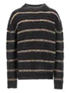 Marni Brushed Mohair Sweater With Multicolor Gauze Stripe Pattern In Gray