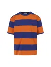 Marni Crew Neck Striped Short Sleeve T Shirt In Orange