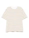 Marni White Striped Boxy Cotton T-shirt In Nude