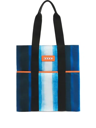 Marni Striped Tape-handles Tote Bag In Multi