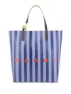 Marni Striped Tribeca Tote Bag In 蓝色