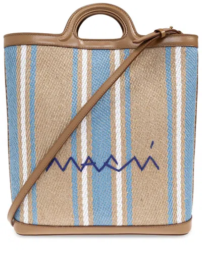 Marni Gestreifter Shopper In Braun