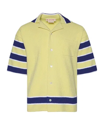 Marni Striped Towelling Shirt In Yellow
