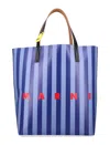 Marni Striped Tribeca Tote Bag In Blue