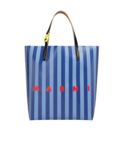 MARNI MARNI TRIBECA STRIPED SHOPPING BAG
