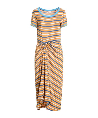 Marni Striped T-shirt Dress In Golden