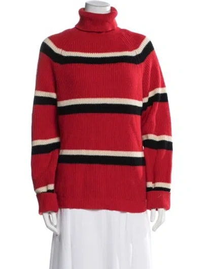 Pre-owned Marni Striped Turtleneck Sweater In Red