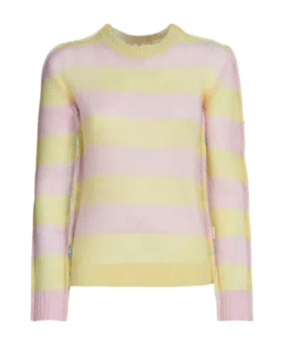 Marni Striped Two-tone Jumper In Pink
