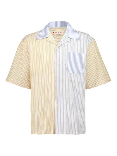Marni Striped Two-tone Shirt In Neutral