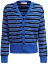Marni Striped Wool And Mohair Cardigan In Blue
